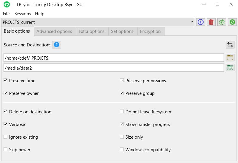 TRsync Main Window