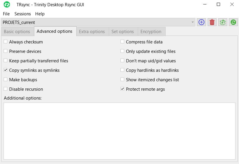 TRsync Advanced Options