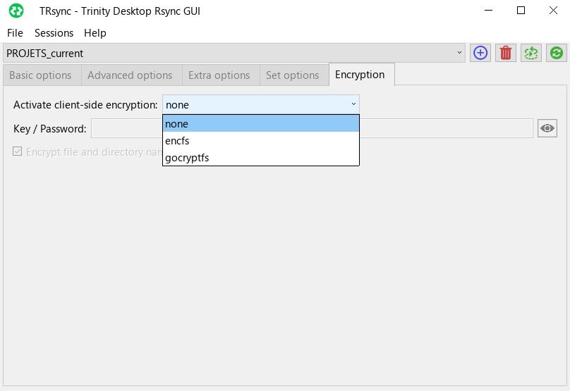 TRsync Encryption Settings